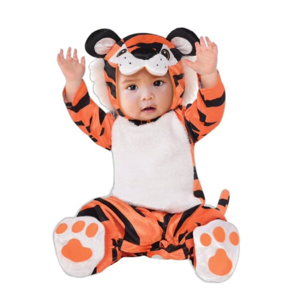 Tiny Tiger Baby Infant Costume Baby Size 6-12 Months Orange & Black Halloween - Picture 1 of 6